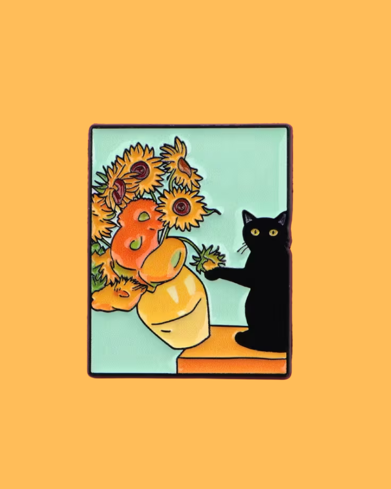 Van Gogh Cat Enamel Pin Badge