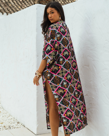 Tropical Pineapple Longline Kimono