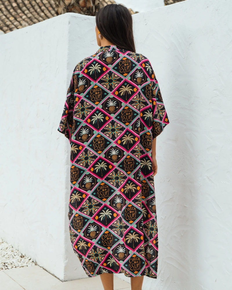 Tropical Pineapple Longline Kimono