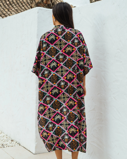 Tropical Pineapple Longline Kimono