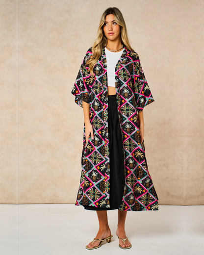 Tropical Pineapple Longline Kimono