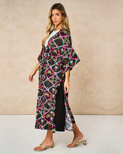 Tropical Pineapple Longline Kimono
