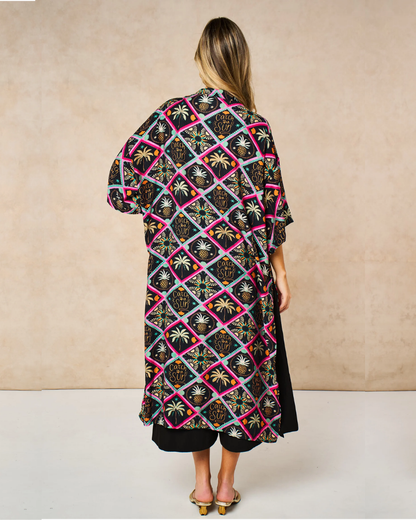 Tropical Pineapple Longline Kimono