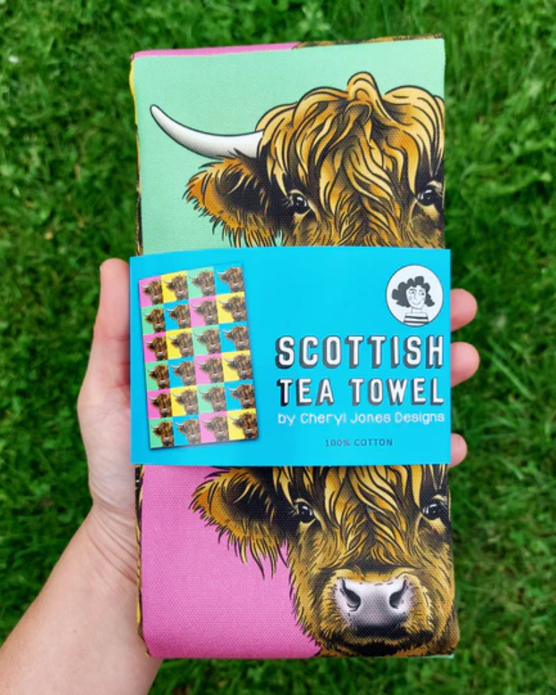 Pop Art Highland Cow Tea towel
