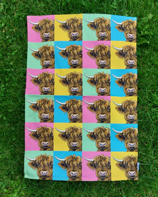 Pop Art Highland Cow Tea towel