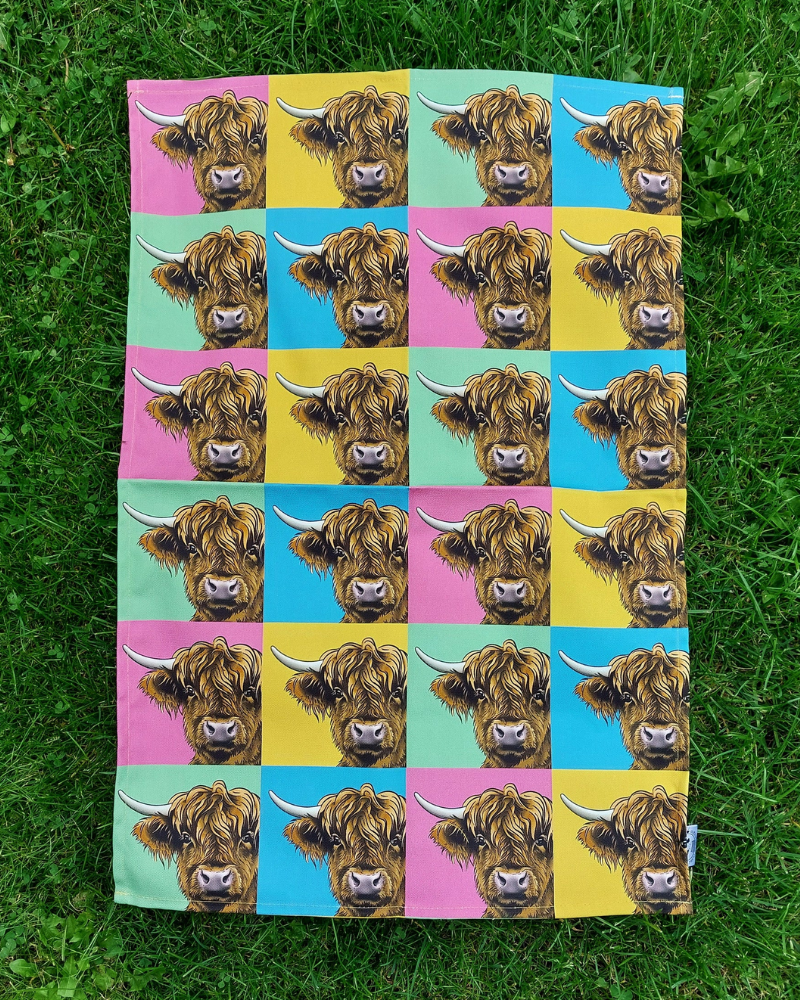 Pop Art Highland Cow Tea towel