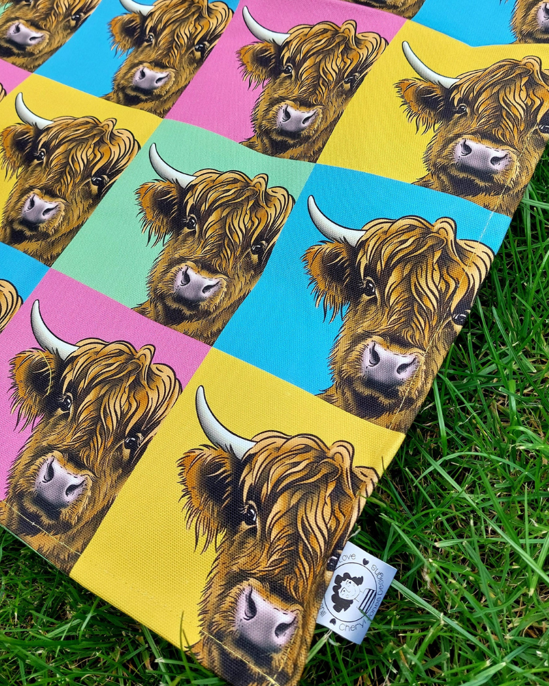 Pop Art Highland Cow Tea towel