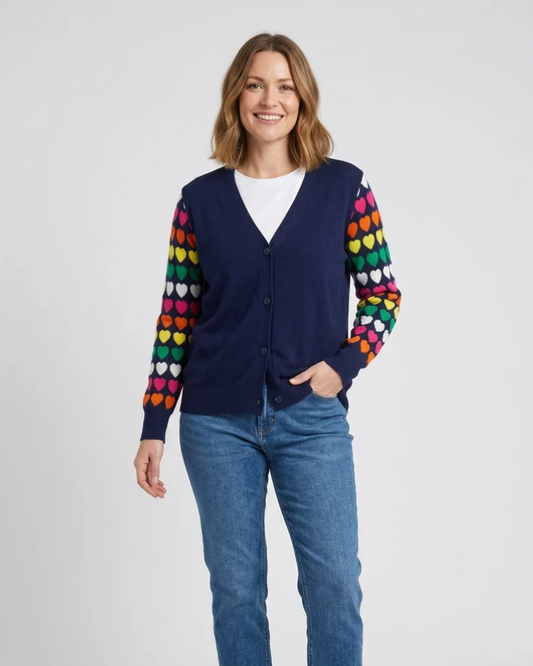 Rainbow Hearts Sleeve Detail Cardigan