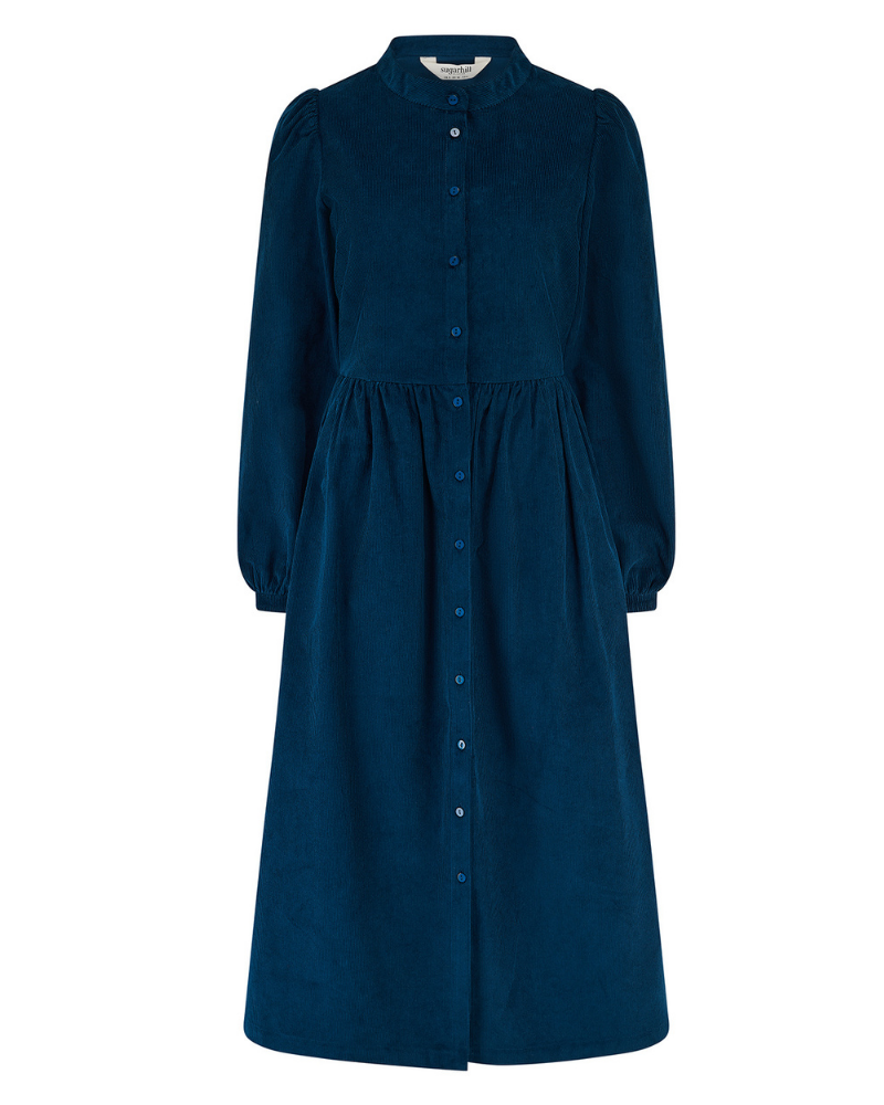 Reba Teal Cord Midi Dress