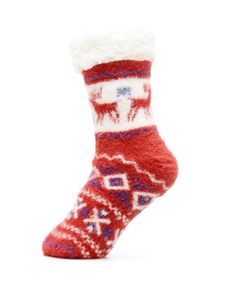 Reindeer Nordic Sherpa Slipper Socks