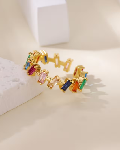 Rainbow Zirconia Adjustable Ring