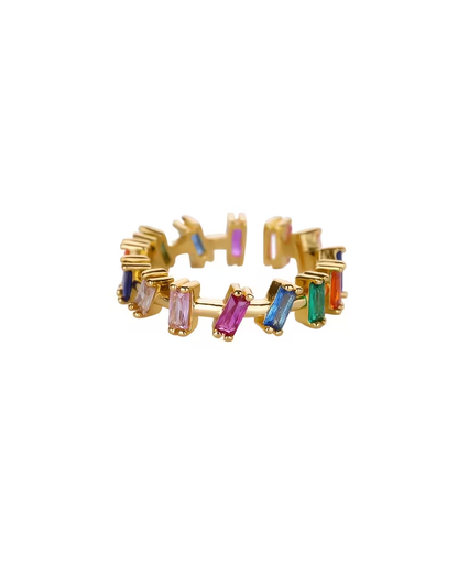 Rainbow Zirconia Adjustable Ring