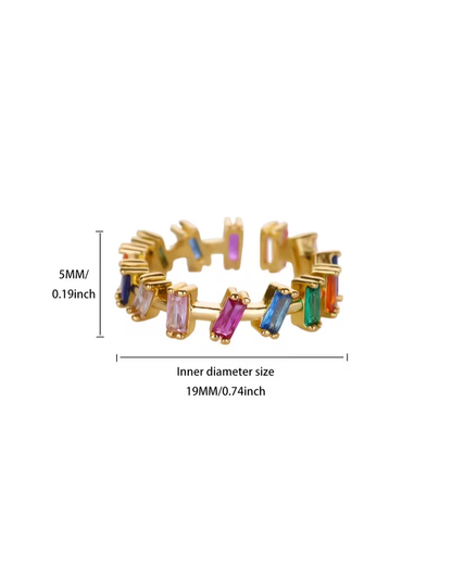 Rainbow Zirconia Adjustable Ring