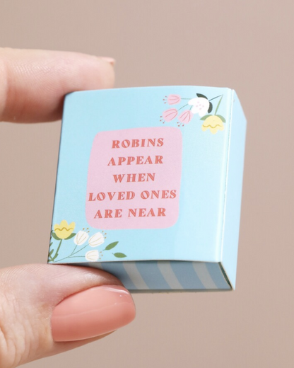 Robins Appear Tiny Ceramic Token In Matchbox