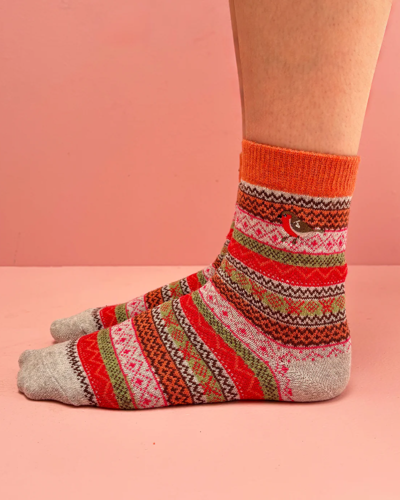 Secret Garden Robin Fair Isle Socks