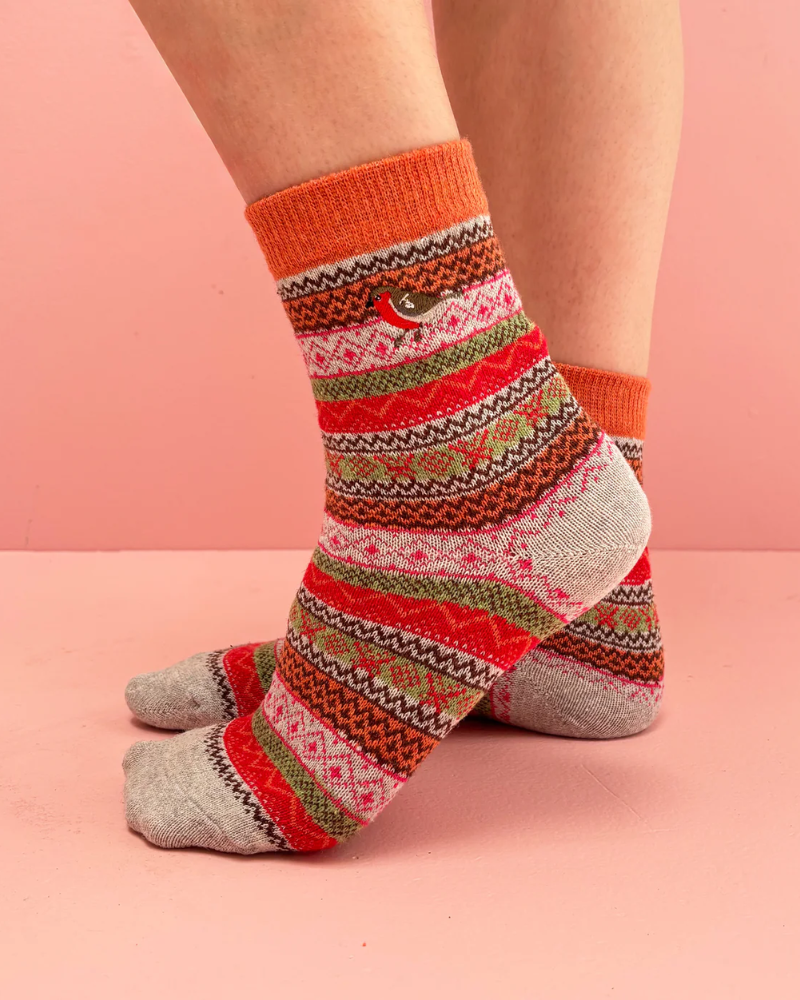 Secret Garden Robin Fair Isle Socks