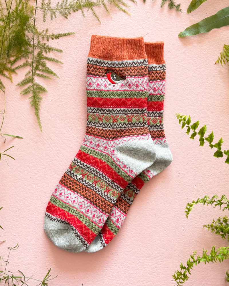Secret Garden Robin Fair Isle Socks