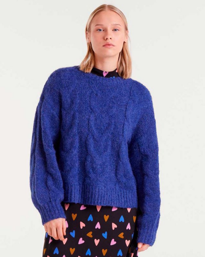 Royal Blue Cable Knit Jumper Compania Fantastica