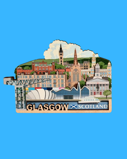 Glasgow Skyline 3D Wooden Magnet