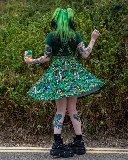 Pond Birds Flared Pinafore Dress