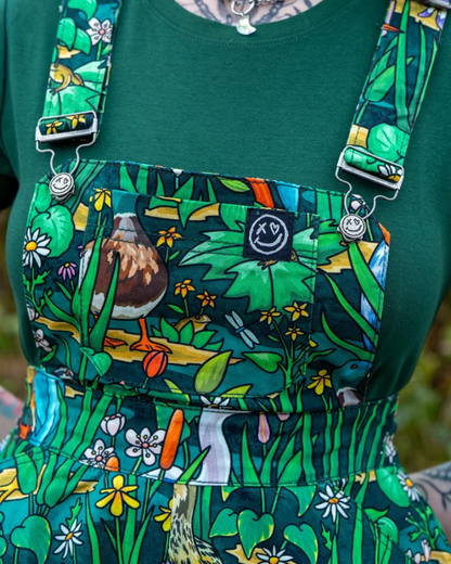 Pond Birds Flared Pinafore Dress