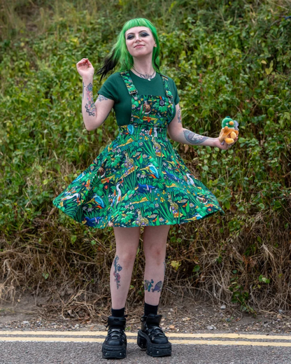 Pond Birds Flared Pinafore Dress