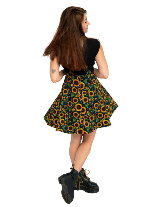 Sunflowers Flared Pinafore Dress