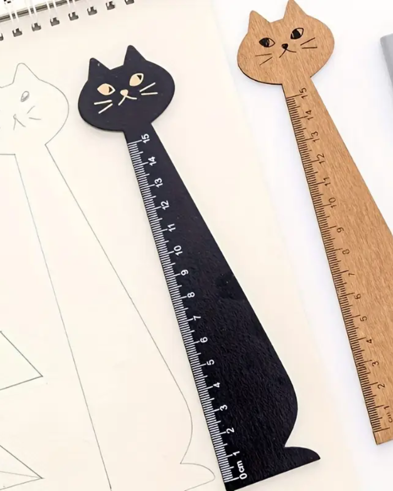 Wooden Cat Rulers in Black & Brown