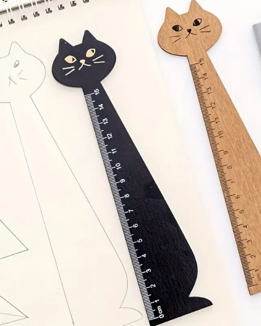 Wooden Cat Rulers in Black & Brown