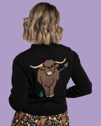 Highland Cow Cropped Cardigan