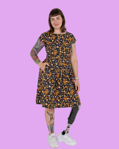 Highland Cow Fit And Flare Dress