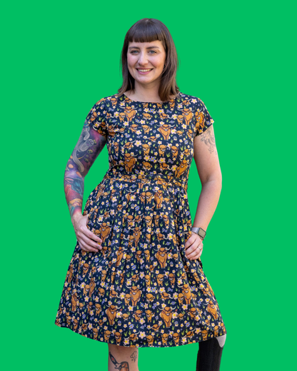 Highland Cow Fit And Flare Dress