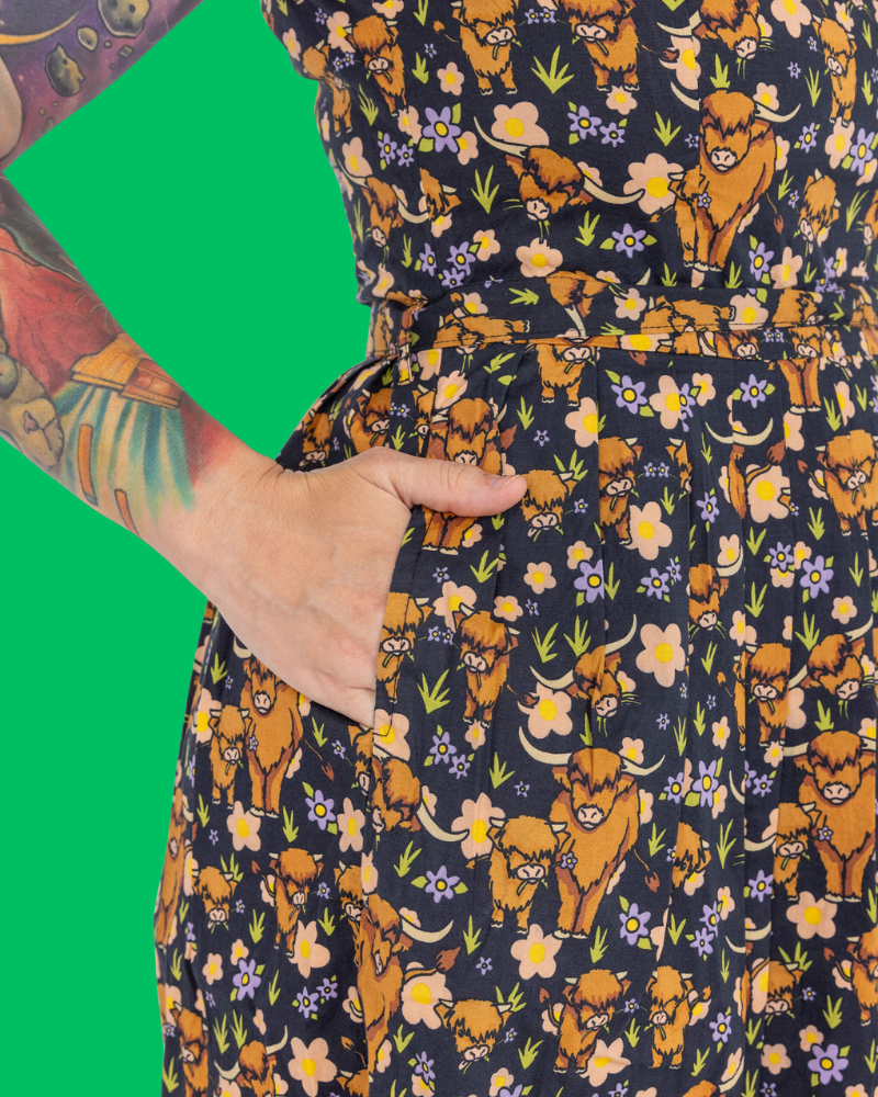 Highland Cow Fit And Flare Dress