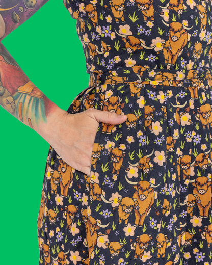 Highland Cow Fit And Flare Dress