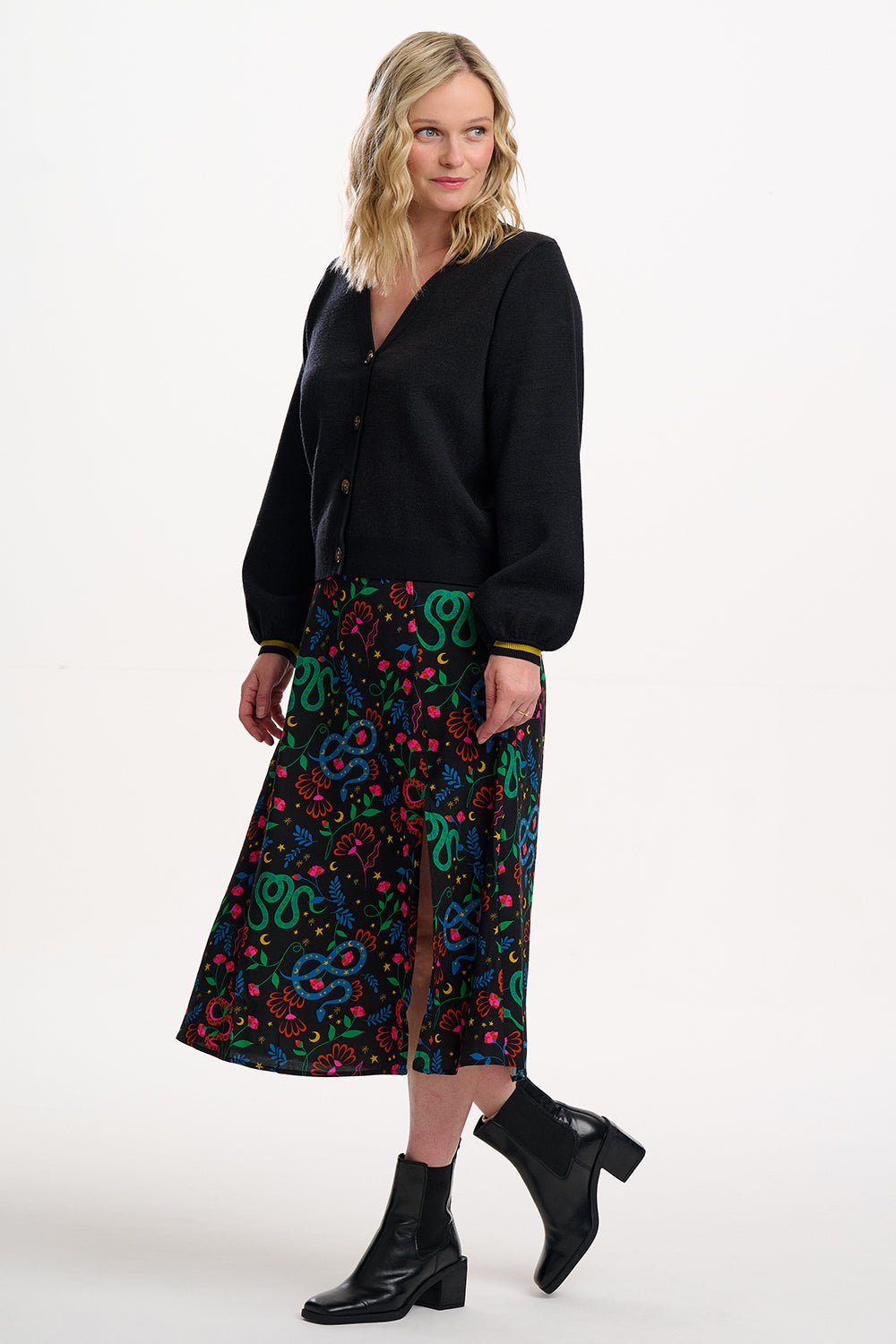 Rosalind Midi Skirt In Snake Floral