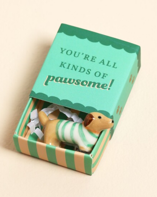 Sausage Dog Ceramic Token In Matchbox