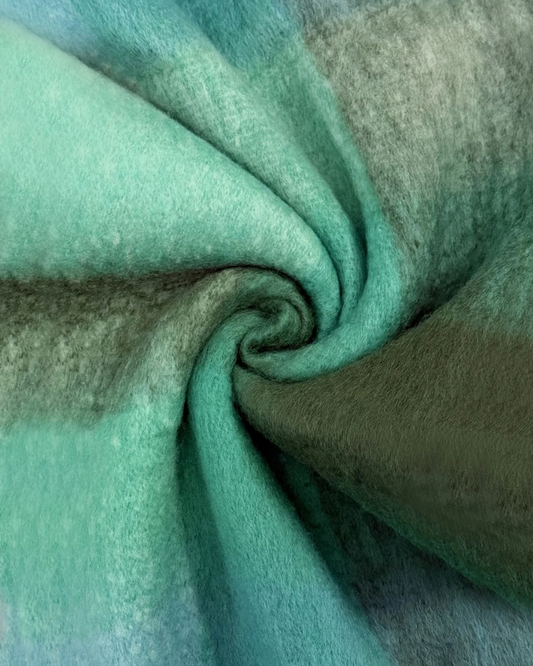 Green Checked Wool Blanket Scarf