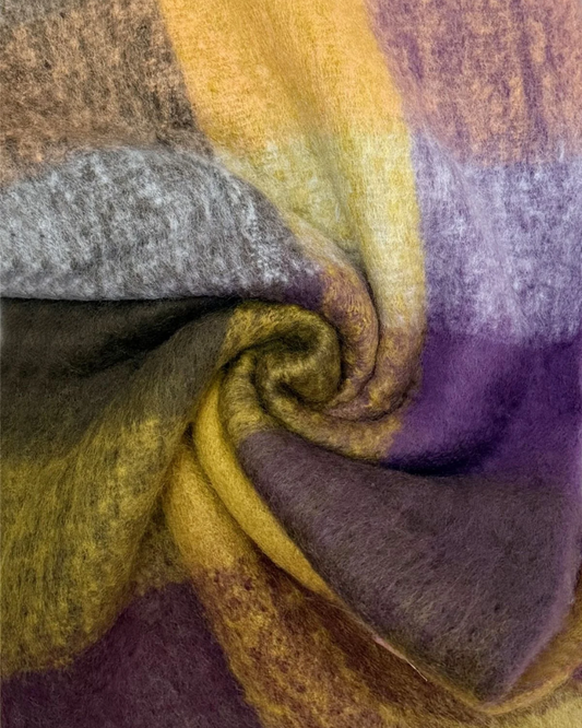 Purple Checked Wool Blanket Scarf