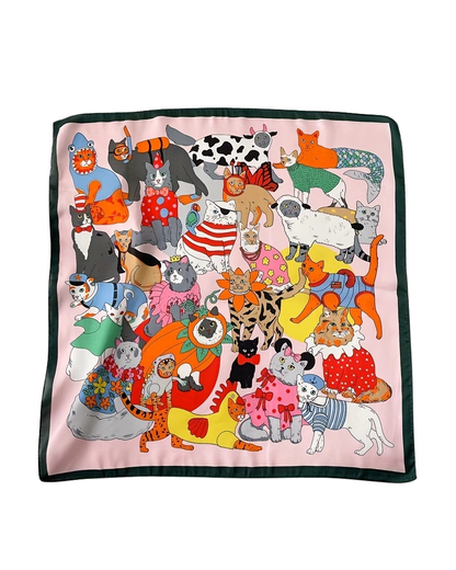 Cats In Costumes Silky Square Scarf
