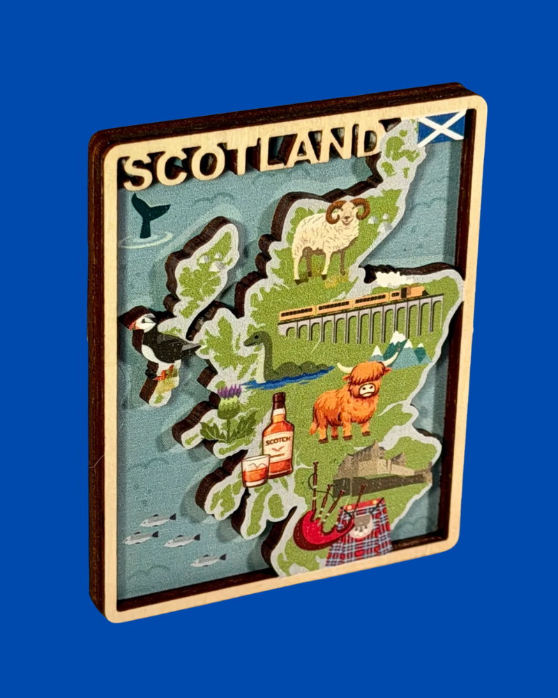 Map Of Scotland 3D Wooden Magnet