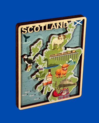 Map Of Scotland 3D Wooden Magnet