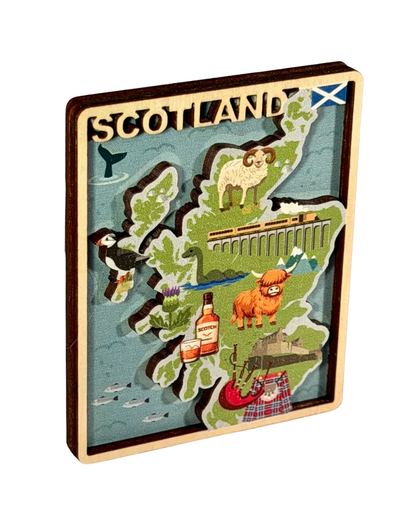 Map Of Scotland 3D Wooden Magnet
