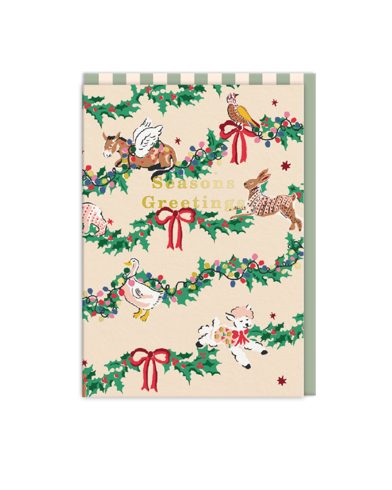 Seasons Greetings Festive Animals Christmas Card