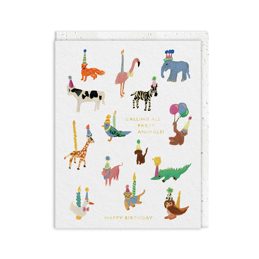 Party Animals Greeting Card With Seedlings Envelope