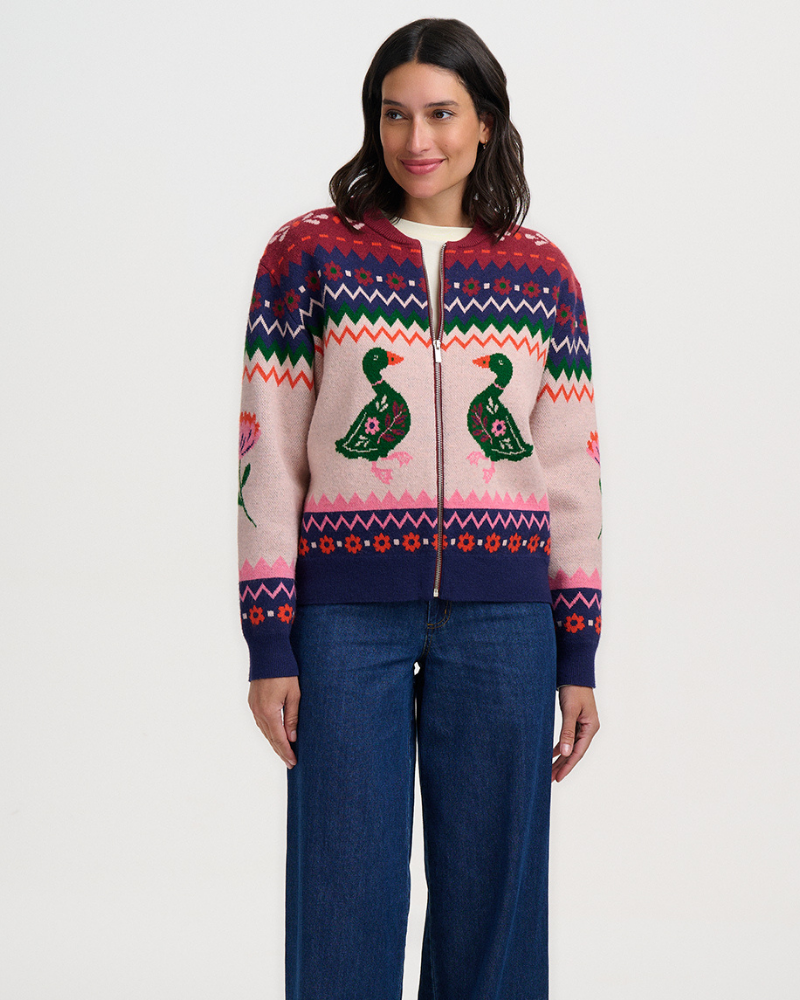 Solana Ducks Intarsia Knitted Bomber