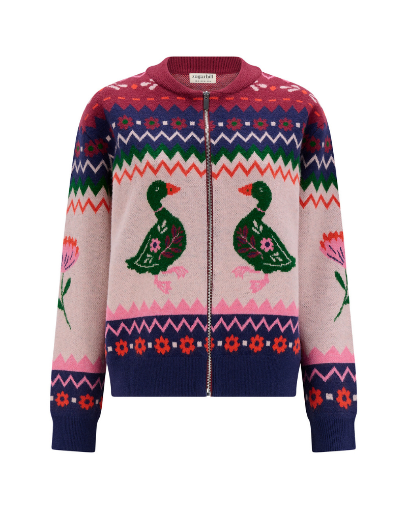 Solana Ducks Intarsia Knitted Bomber