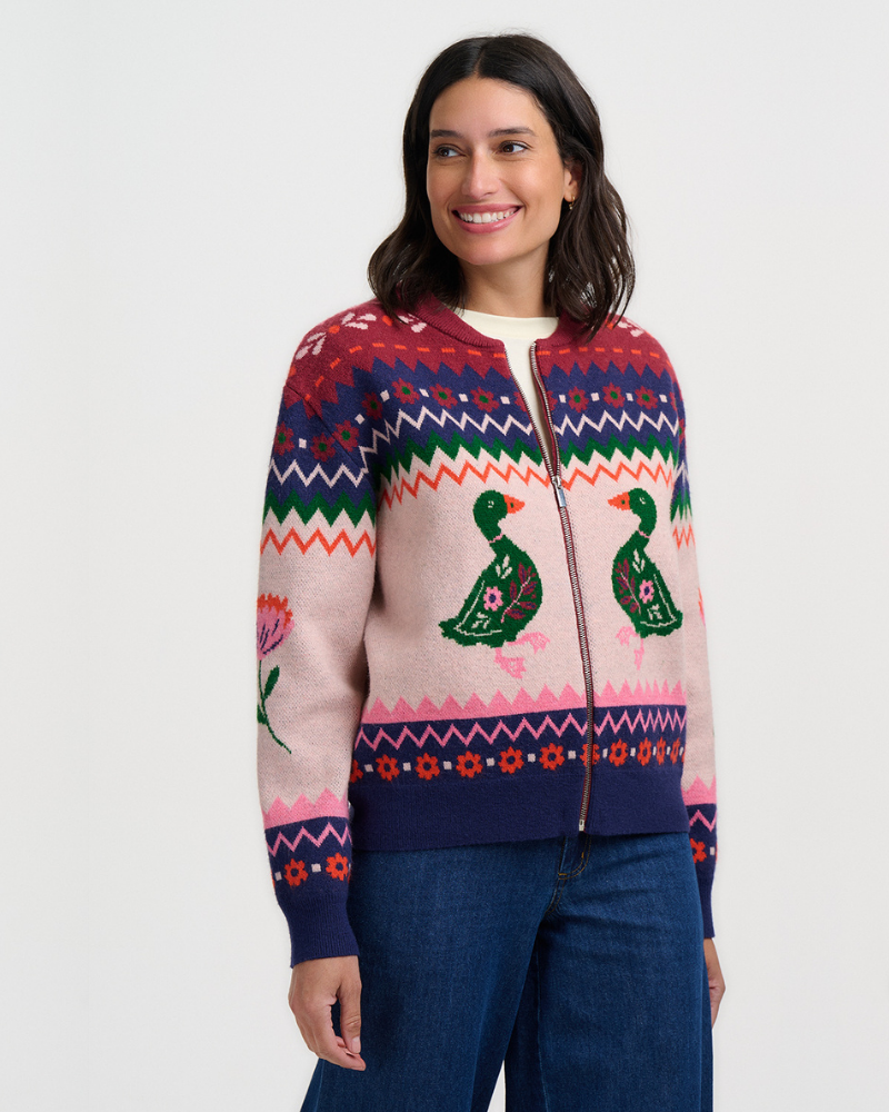 Solana Ducks Intarsia Knitted Bomber