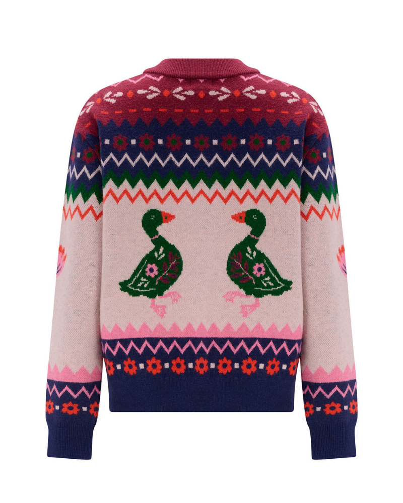 Solana Ducks Intarsia Knitted Bomber