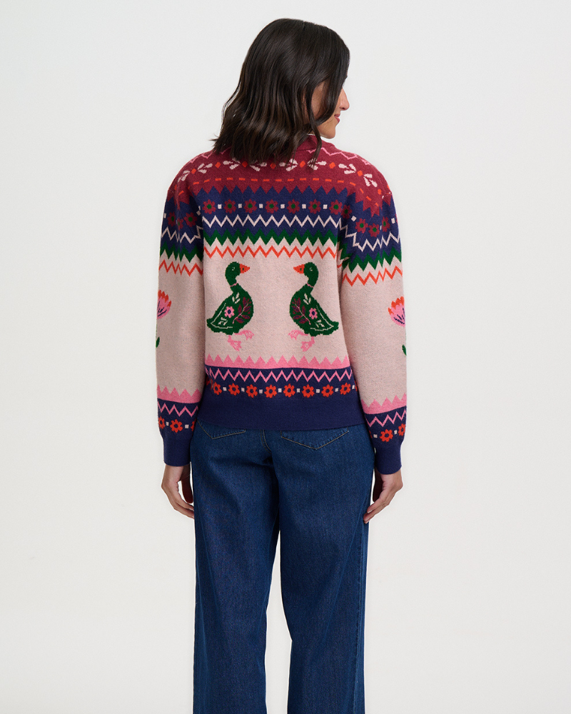 Solana Ducks Intarsia Knitted Bomber