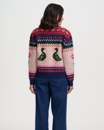 Solana Ducks Intarsia Knitted Bomber